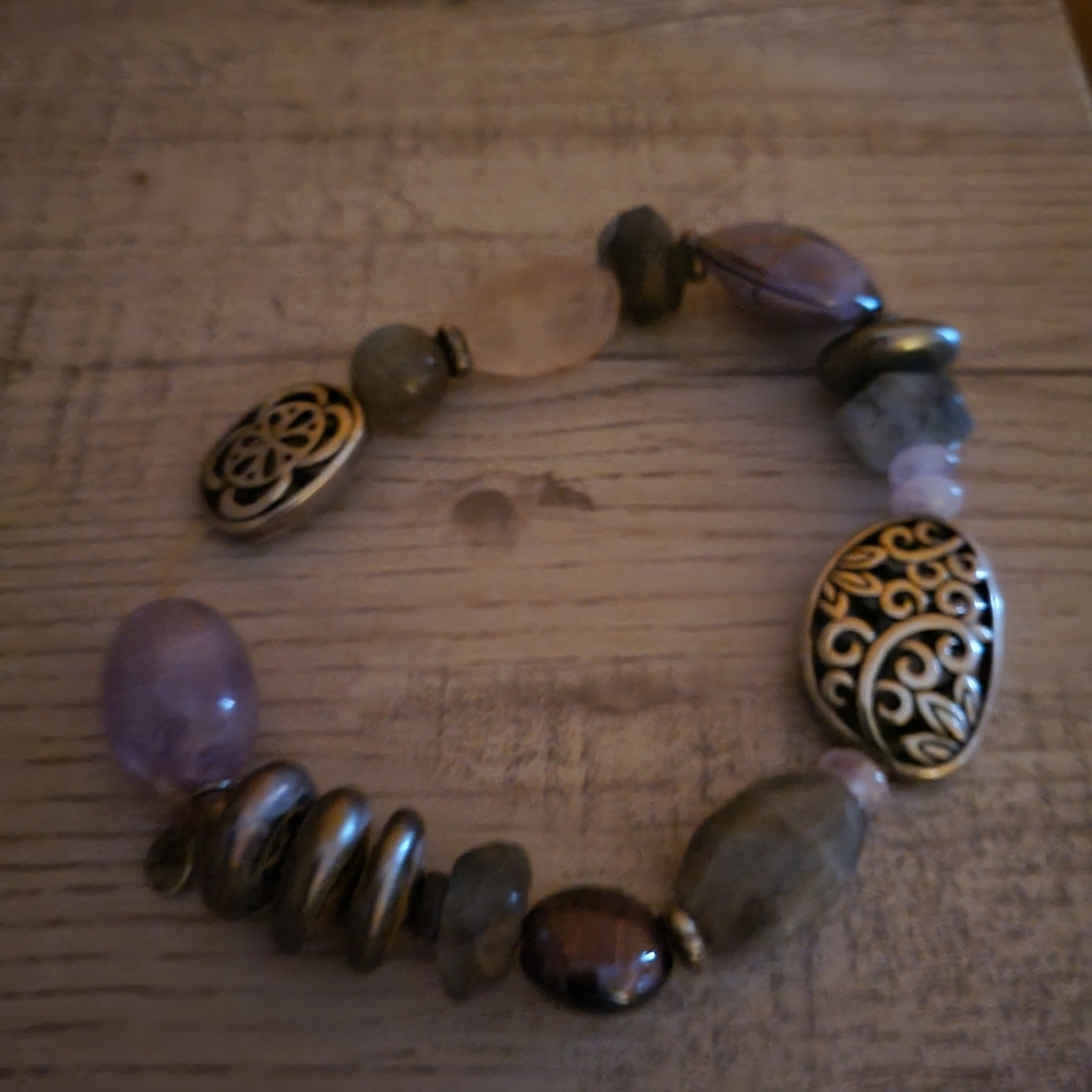 Silpada Sterling Silver And Amethyst Braded Bracelet